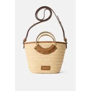 V-25. Claudie Pierlot Small Woven Basket Bag Brown